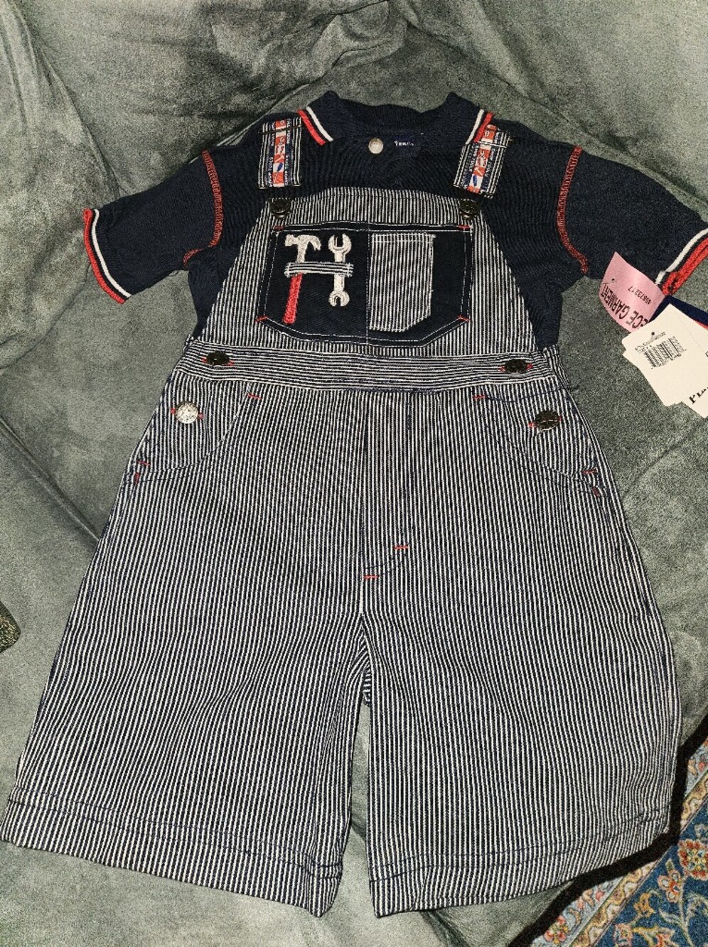 Vintage Y2K Kids Headquarters Tool Shop Overalls Shortall Set Size 4
